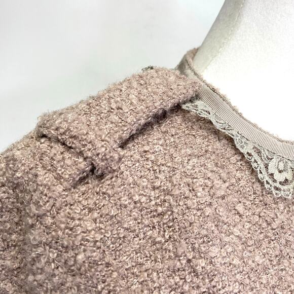Banana Republic Pink Tweed & Lace Blazer Sz 2 Wool Blend Coquette Y2K Girlcore - Picture 5 of 12